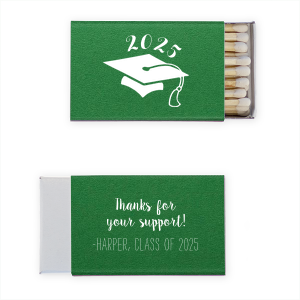 Light up the milestone with the Thank You Graduation Cap Matchbox, topped with a tasseled cap to symbolize scholarly achievement. The flip side's 'Thanks for your support!' in lively script adds a personal touch to express gratitude for the journey shared.