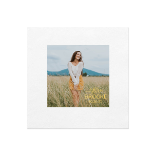 ForYourParty's personalized White Borderless Custom Photo + Foil Cocktail Napkin with Shiny 18 Kt Gold Foil has a LeafFrameRSVP graphic and is good for use in Lovely Press, Frames themed parties and can be personalized to match your party's exact theme and tempo.