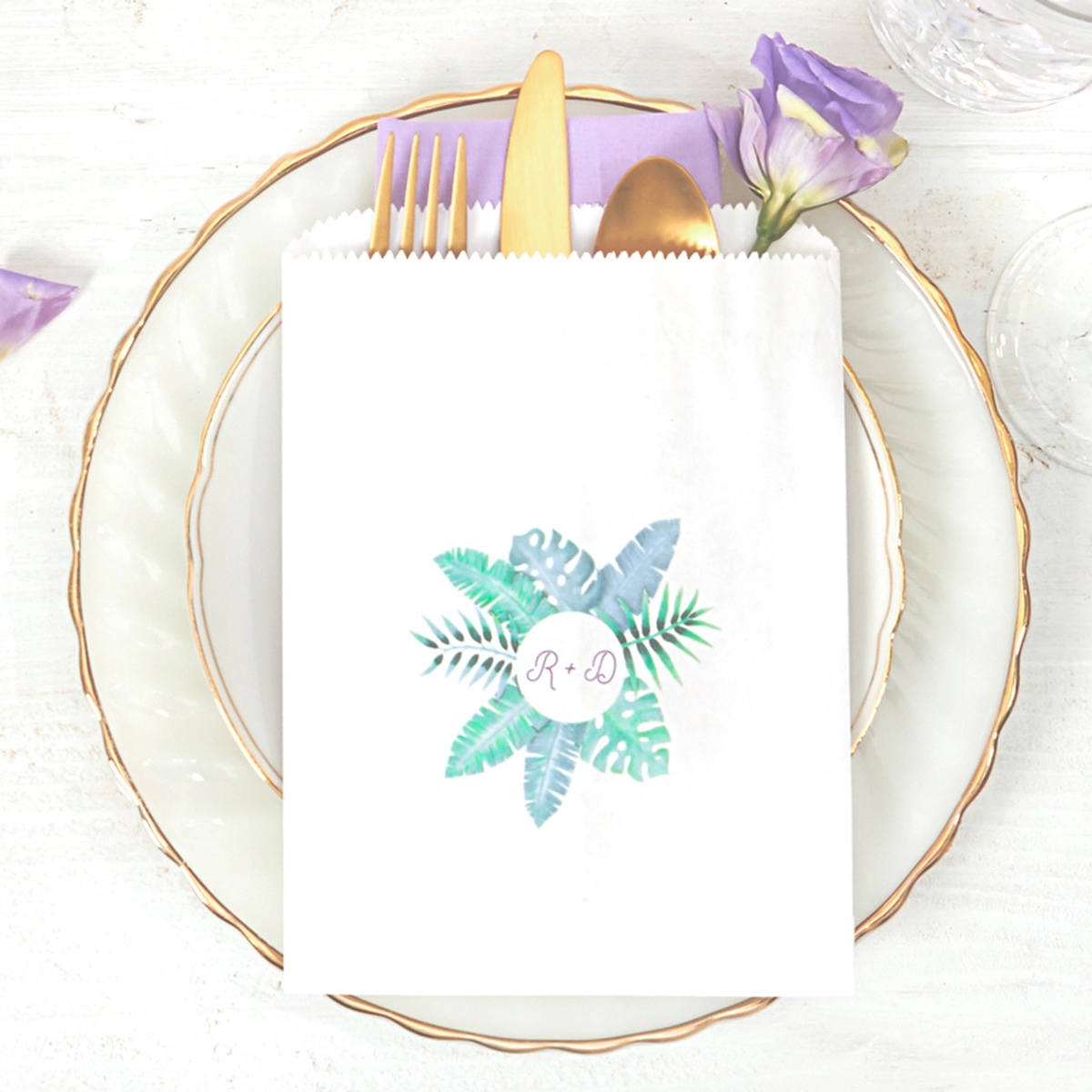personalized wedding favor bag for wedding tablescape