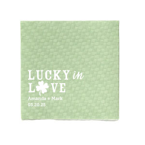 The ever-popular Leaf Cocktail Napkin with Matte White Foil has a Four Leaf Clover graphic and is good for use in Holiday, St. Patricks Day and wedding parties and will make your guests swoon. Personalize your party's theme today.