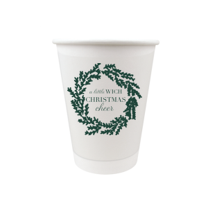 The ever-popular 12 oz Paper Coffee Cup with Lid with Matte Spruce Cup Ink Colors has a Leaf Frame 6 graphic and is good for use in Holiday and Christmas  themed parties and will give your party the personalized touch every host desires.