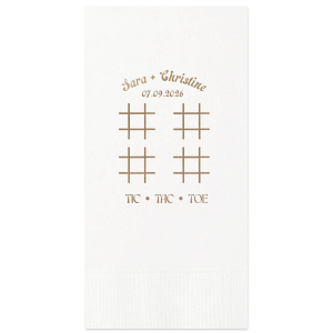 Delight guests with the Nuptial Tic-Tac-Toe Game Napkin, perfect for interactive fun at your celebration. Personalize with your special date and names for a playful twist. A charming addition to any wedding or event table.