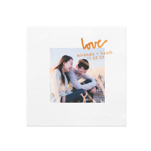 Our custom Ivory Linen Like Custom Photo + Foil Cocktail Napkin with Shiny Convertible Red Foil has a Love graphic and is good for use in Laurel Denise themed parties and can be customized to complement every last detail of your party.