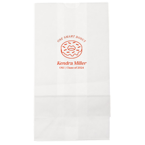 Pack up the celebration with the Clever Donut Grad Bag, tailored with the graduate’s name, school, and graduation year, complemented by a charming donut graphic and the witty phrase “One Smart Donut.” A perfect blend of humor and accolade for their scholastic achievements.