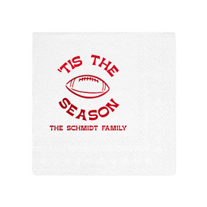 Personalize your big game day with our Football tis The Season Napkin. The handy napkin is easily personalized to your liking with custom text and design. Perfect for sports themed parties, score them for your big event!