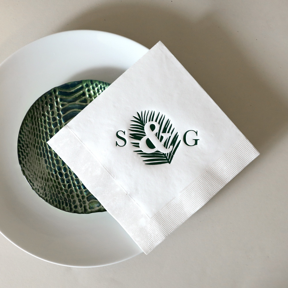 Leaf Ampersand Initials Napkin