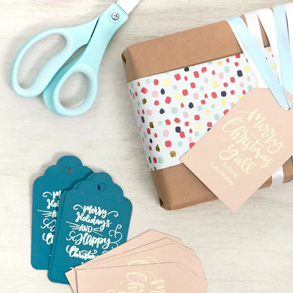 pastel Christmas luggage gift tags