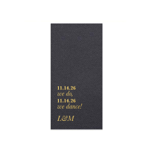 Our beautiful custom Black Linen Like Cocktail Napkin with Shiny 18 Kt Gold Foil will add that special attention to detail that cannot be overlooked.