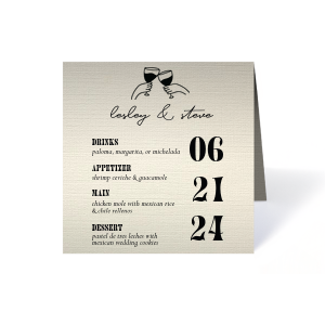 Let your guests feel your elegance through this amazing Destination Mexico Menu. It will definitely catch a lot of sights and will be complemented, that's a guarantee!