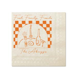 Showcase what's important this holiday season with our Food, Family, Friends Checkered Napkin. Honored guests will swoon from the adoration they feel while gazing upon this lovely napkin at the dinner table or from under their favorite holiday cocktail. The trendy design and text is customizable to add a personal touch to your party plans!