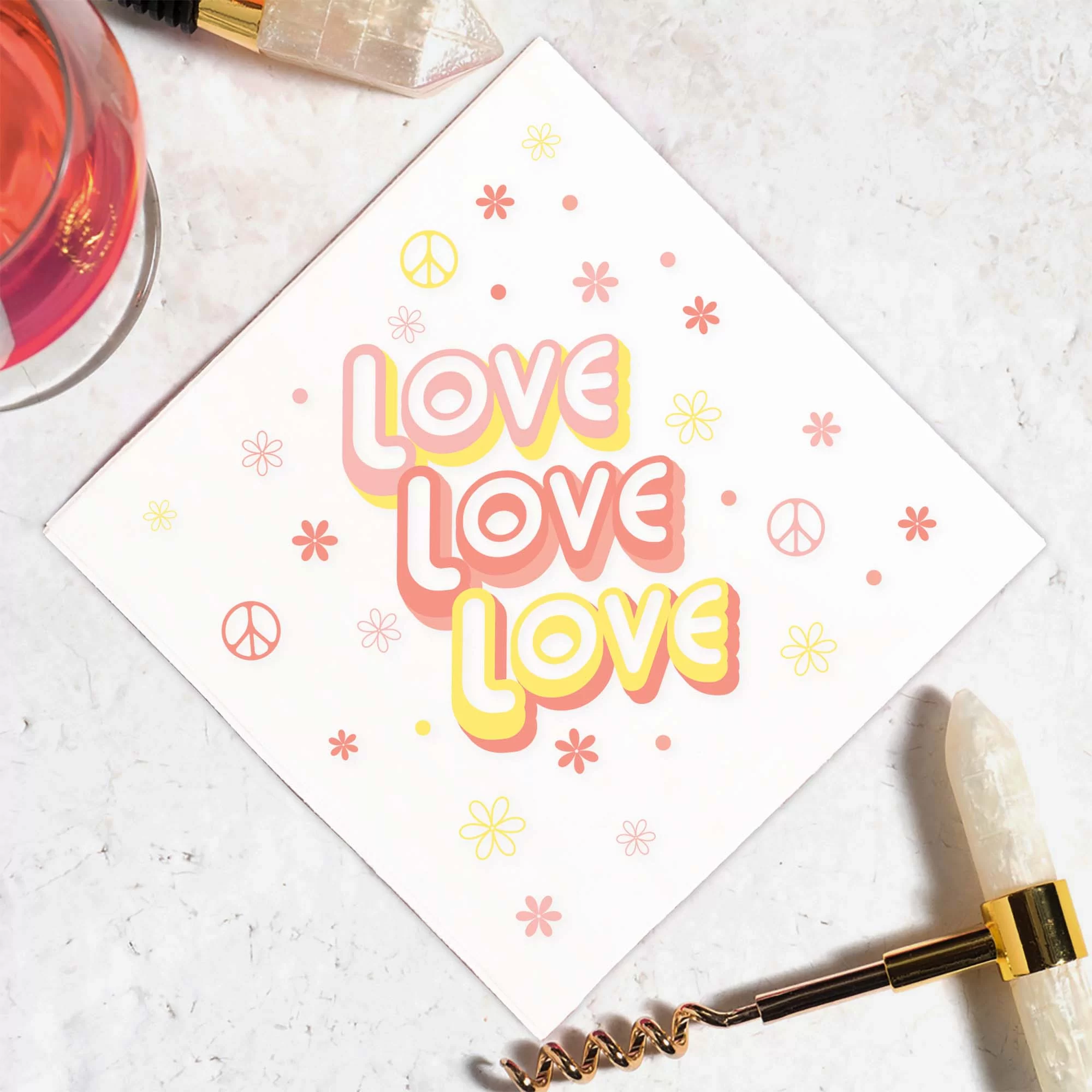 Love Love Love cocktail napkin pack with retro style