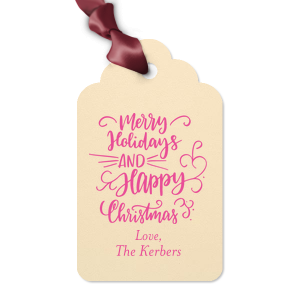 Our custom Poptone Teal/Peacock Arch Gift Tag with Shiny Green Tea Foil has a Merry Holidays graphic and is good for use in Christmas and Holiday themed parties and gift giving and will add that special attention to detail that cannot be overlooked.