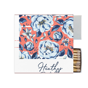 Our custom White Square Custom Photo Matchbox with Matte Light Coral Ink Digital Print Colors and Matte Navy Ink Digital Print Colors will make your guests swoon. Personalize your party's theme today.