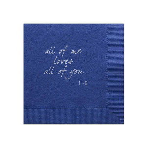 Personalized Light Navy Cocktail Napkin with Matte Dove Grey Foil will give your party the personalized touch every host desires.