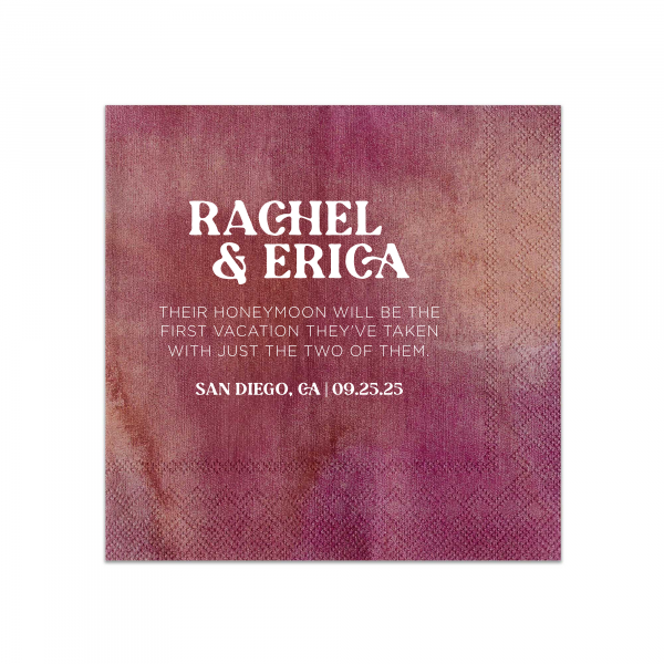 Custom Bronze Cocktail Napkin with Matte White Foil can be personalized to match your party's exact theme and tempo.