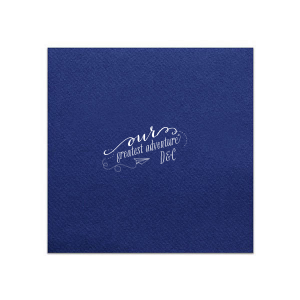 Launch your celebration into a new chapter with the Our Greatest Adventure Couples Napkin. Featuring an imaginative paper airplane graphic, the design soars from "our" into a vibrant swirl around "greatest adventure," spotlighting the couple's initials. It's all about energy, movement, and journeying together!
