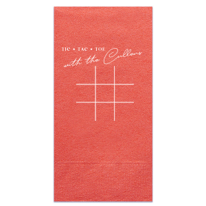 Play Tic Tac Toe on this napkin! This cheeky napkin is a fun wedding party accessory to have at cocktail hour. Your guests can play tic tac toe and have a ball. 
