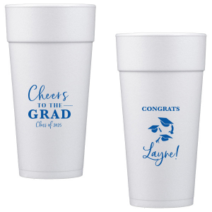 Personalized Matte Teal/Peacock Ink 16 oz Styrofoam Cup is good for use in Graduation themed parties and will make your guests swoon. Personalize your party's theme today.