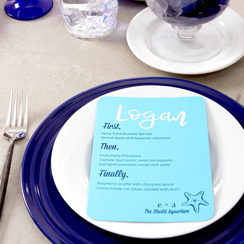 ocean themed wedding dinner menus