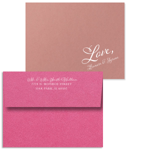 ForYourParty's elegant Poptone Peach Classic Note Card with Shiny Fuchsia Foil and Matte White Foil couldn't be more perfect. It's time to show off your impeccable taste.