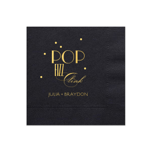 Custom Black Cocktail Napkin with Shiny 18 Kt Gold Foil will add that special attention to detail that cannot be overlooked.