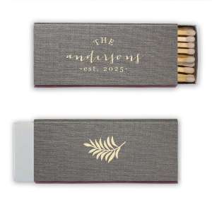 Celebrate a family's legacy with the Script Family Name and Established Year Match. The family name is charmingly scripted, while the foundation year anchors the design. This matchbook embodies joy and the start of a new family era, making it a delightful keepsake.