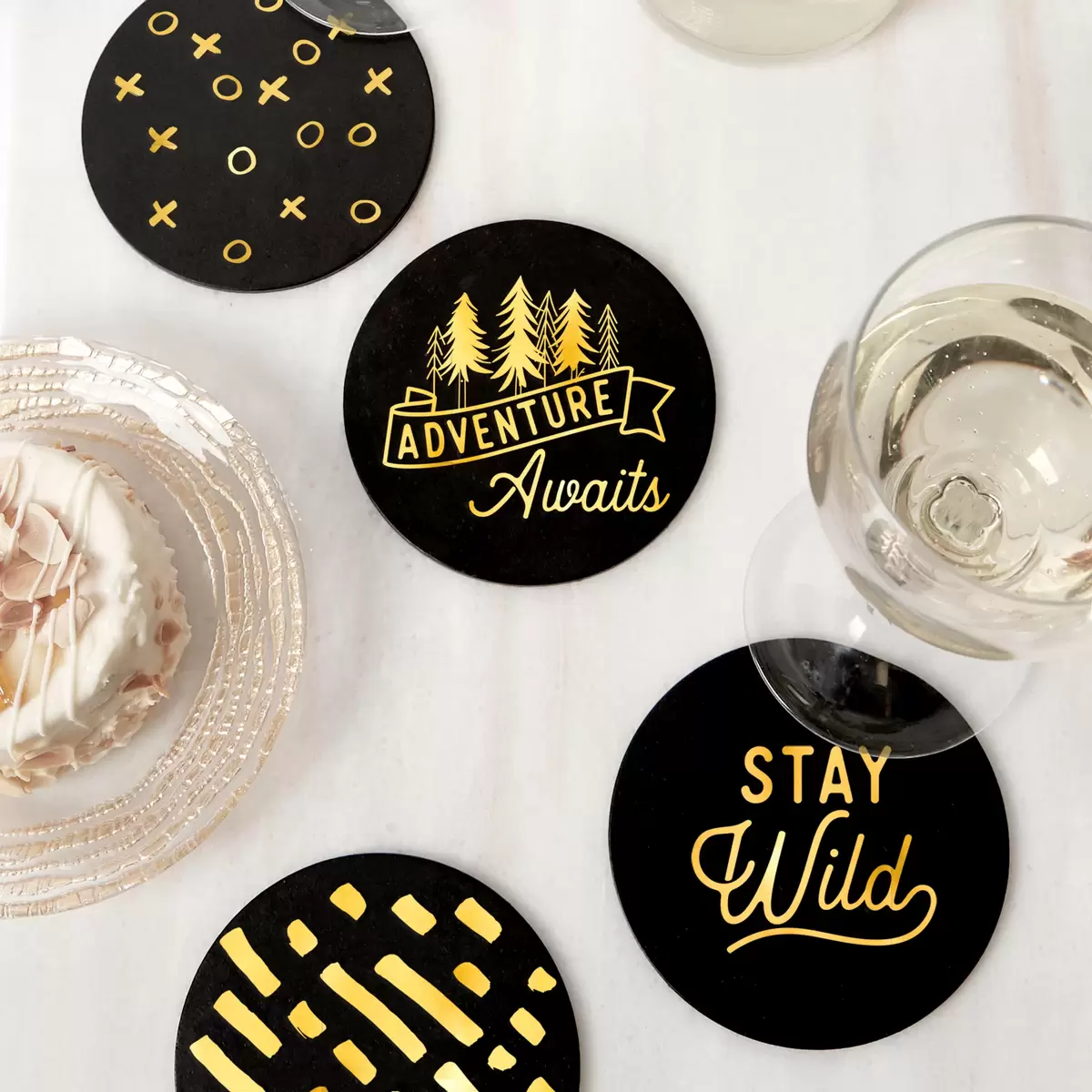 Upgrade your coasters to personalized leather coasters from For Your Party