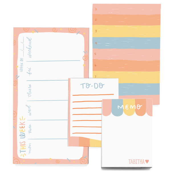 Pastel Stripes Organizer Notepad Gift Set