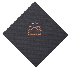 Announce your union with the Nuptial Knot Bow Napkin, featuring a romantic bow graphic and the sweet declaration 'are tying the knot.' Personalize with both your names to add a loving touch to your engagement party or wedding reception.
