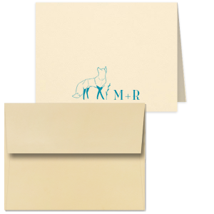 Our custom Natural Clay Gray Classic Note Card with Satin French Blue Foil has a Cottage Fox graphic and is good for use in Animals themed parties and can't be beat. Showcase your style in every detail of your party's theme!