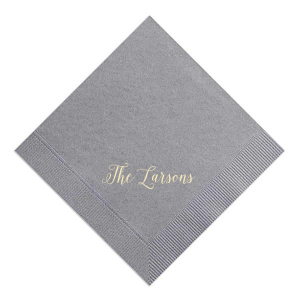 Our personalized Platinum Cocktail Napkin with Matte Ivory Foil will look fabulous with your unique touch. Your guests will agree!