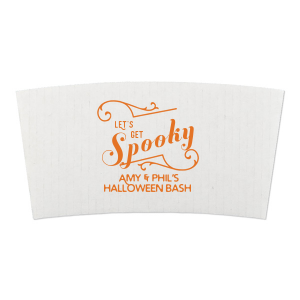 Set the mood right with the Let's Get Spooky Coffee Sleeve. The frightfully fancy design can be further customized to add a flair as unique as your event. Perfect for your event or business. 