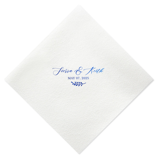 Our beautiful custom White Linen Like Guest Hand Towel with Shiny Royal Blue Foil are a must-have for your next event—whatever the celebration!