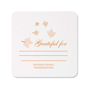 Custom Eggshell Round Coaster with Matte Tangerine Foil has a Fall Wedding Accommodation graphic and is good for use in Lovely Press, Wedding, Thanksgiving themed parties and will look fabulous with your unique touch. Your guests will agree!
