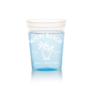 Savor the seaside festivities with the Bachelorette Beach Party Palm Breeze Cup, personalized with the bachelorette's name in a sophisticated script, her party's locale, and the date, all surrounding the sway of a tropical palm tree graphic. A refreshing choice for "The Last Splash" bachelorette celebration.