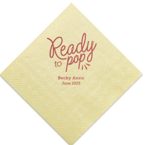 The ever-popular Pearl Gold Shimmer Cocktail Napkin with Shiny Rose Quartz Foil has a Ready to Pop graphic and is good for use in Words, Baby Shower themed parties and can't be beat. Showcase your style in every detail of your party's theme!