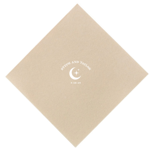 Unite under the stars with the Celestial Love Date Napkin, where the couple's names form an arch over a serene star and moon graphic, complemented by the wedding date in a clean, minimal style. A heavenly detail for your special day.