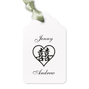 Our beautiful custom Poptone Convertible Red Diamond Gift Tag with Satin 18 Kt. Gold Foil has a Heart Double Happiness graphic and is good for use in Wedding themed parties and are a must-have for your next event—whatever the celebration!
