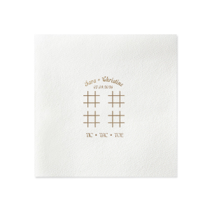 Delight guests with the Nuptial Tic-Tac-Toe Game Napkin, perfect for interactive fun at your celebration. Personalize with your special date and names for a playful twist. A charming addition to any wedding or event table.