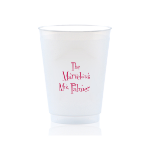 First Name Frosted Wedding Cups, Modern Wedding Cups, Fancy Elegant Script,  Custom Wedding Cups, Plastic Cups, 16oz Frosted Cups 