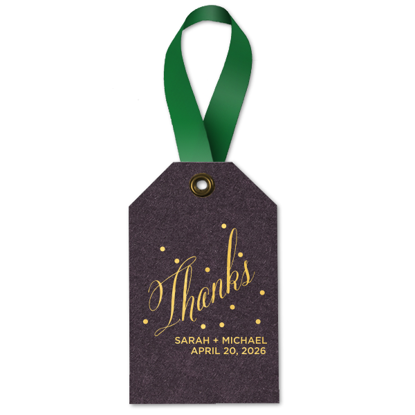Our custom Natural Amethyst Luggage Gift Tag with Shiny 18 Kt Gold Foil can be personalized to match your party's exact theme and tempo.