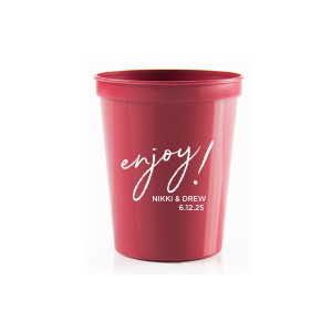 The ever-popular Maroon 16 oz Stadium Cup with Matte White Ink Cup Ink Colors can be personalized to match your party's exact theme and tempo.