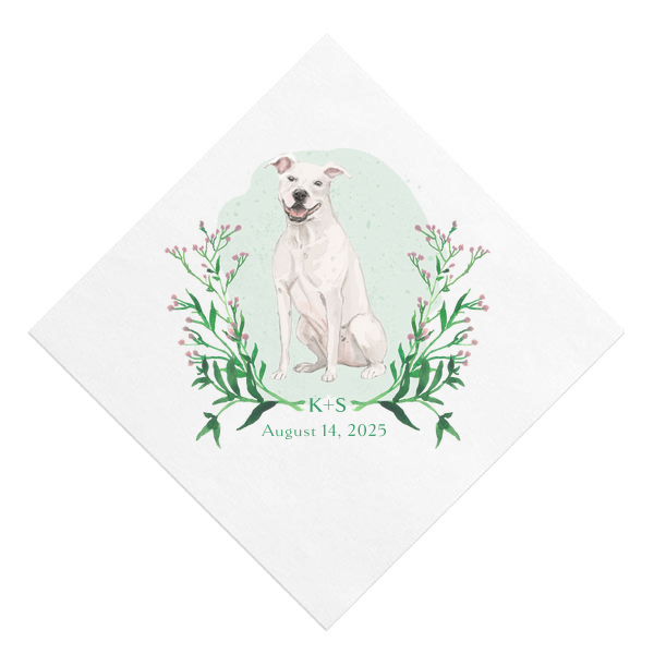Leafy Crest with Dog Custom Photo Napkin