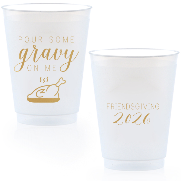 Custom Gold Ink 16 oz Frost Flex Cup with Gold Ink Print Color has a Plated Turkey graphic and is good for use in Food, Thanksgiving themed parties and will add that special attention to detail that cannot be overlooked.