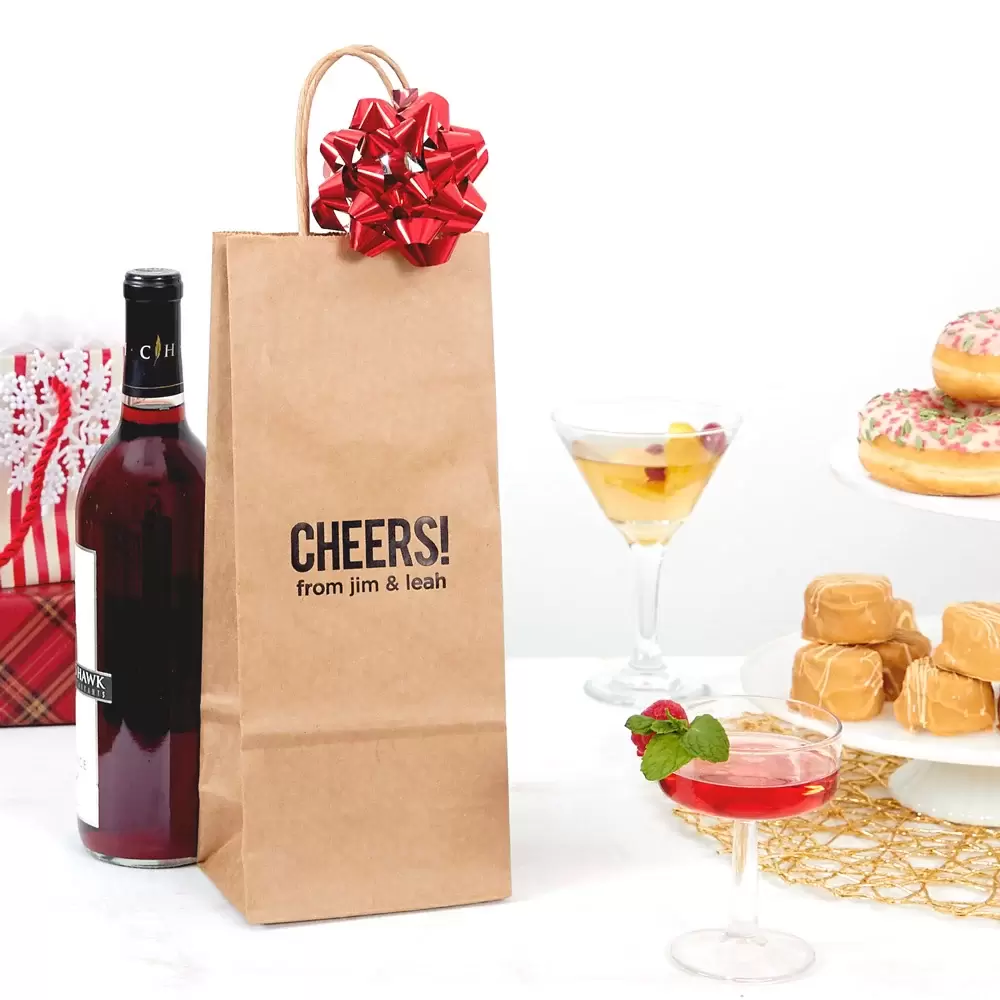 personalized Christmas gift bags for wine