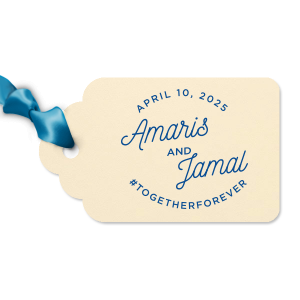 Personalized Linen Eggshell Luggage Gift Tag with Shiny 18 Kt Gold Foil are a must-have for your next event—whatever the celebration!