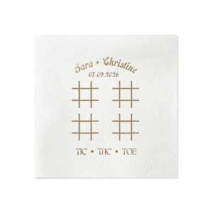 Delight guests with the Nuptial Tic-Tac-Toe Game Napkin, perfect for interactive fun at your celebration. Personalize with your special date and names for a playful twist. A charming addition to any wedding or event table.