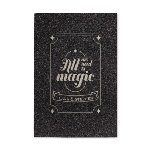 Our beautiful custom Glitter NEW Black Large Sparkler Sleeve with Shiny Sterling Silver Foil has a Magic Card graphic and is good for use in Wedding themed parties and will give your party the personalized touch every host desires.