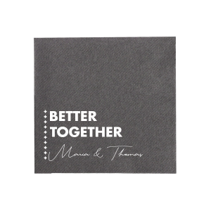 Our custom Pebble Cocktail Napkin with Matte White Foil has a Diamond Text Divider graphic and is good for use in Lovely Press themed parties and can be customized to complement every last detail of your party.