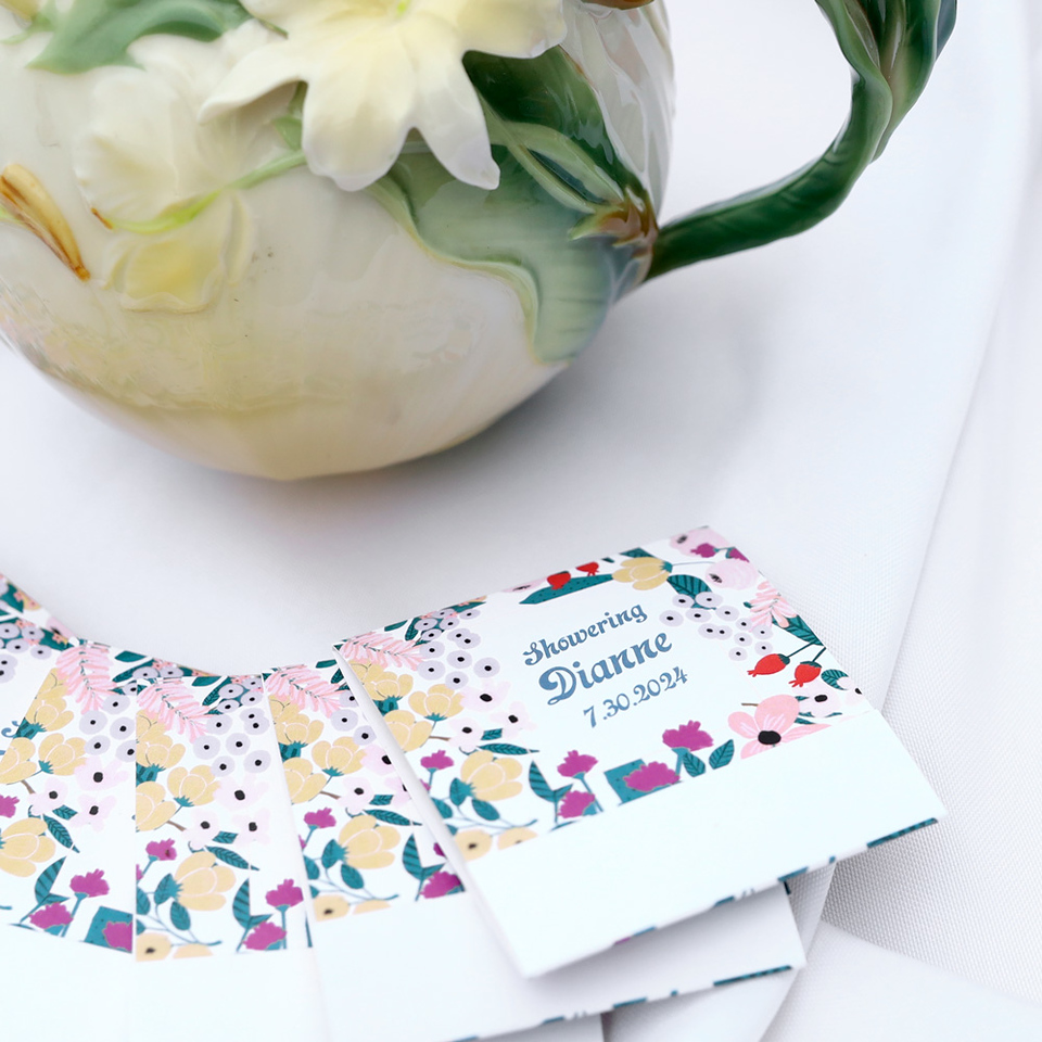 Hand Drawn Floral Photo Tea Favor